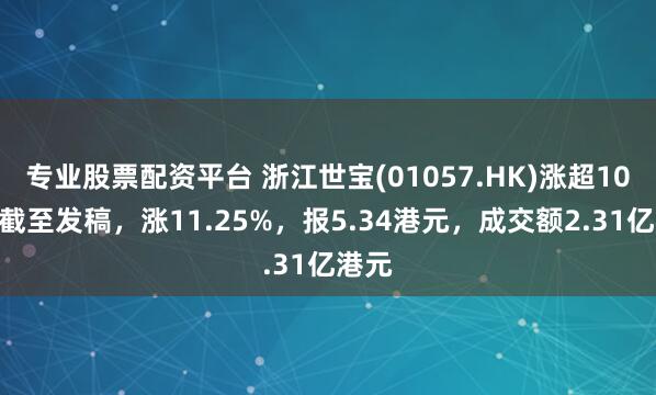 专业股票配资平台 浙江世宝(01057.HK)涨超10%，截至发稿，涨11.25%，报5.34港元，成交额2.31亿港元