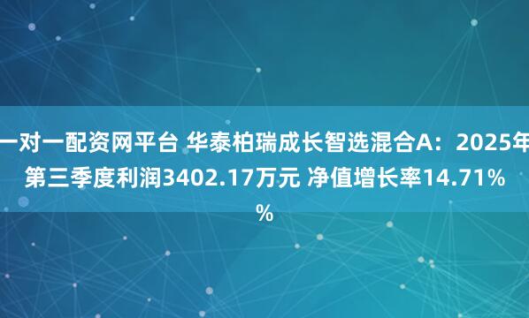 一对一配资网平台 华泰柏瑞成长智选混合A：2025年第三季度利润3402.17万元 净值增长率14.71%