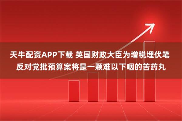 天牛配资APP下载 英国财政大臣为增税埋伏笔 反对党批预算案将是一颗难以下咽的苦药丸