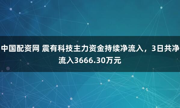 中国配资网 震有科技主力资金持续净流入，3日共净流入3666.30万元
